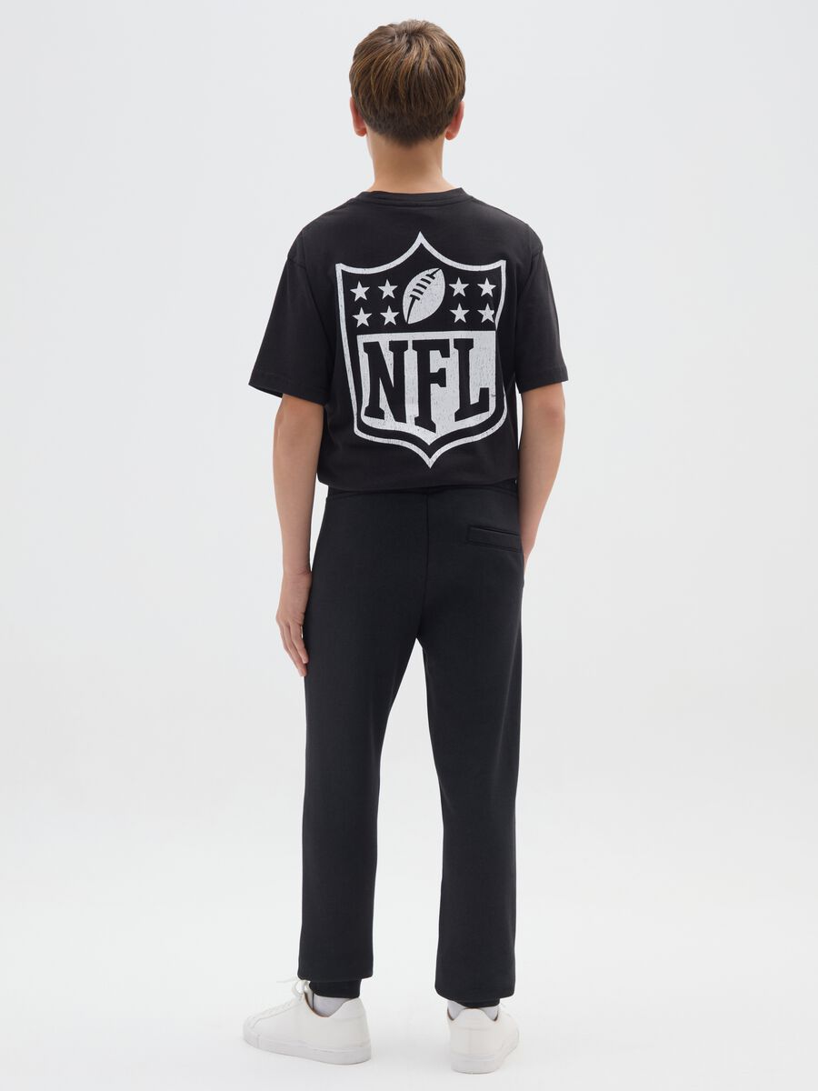 Kids' black regular fit cotton blend trousers with NFL logo_1