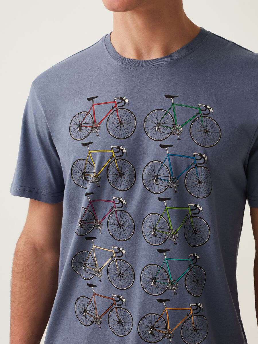 Cotton T-shirt with bicycles print_3