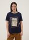Blue short-sleeve pure cotton printed T-shirt, regular fit_1