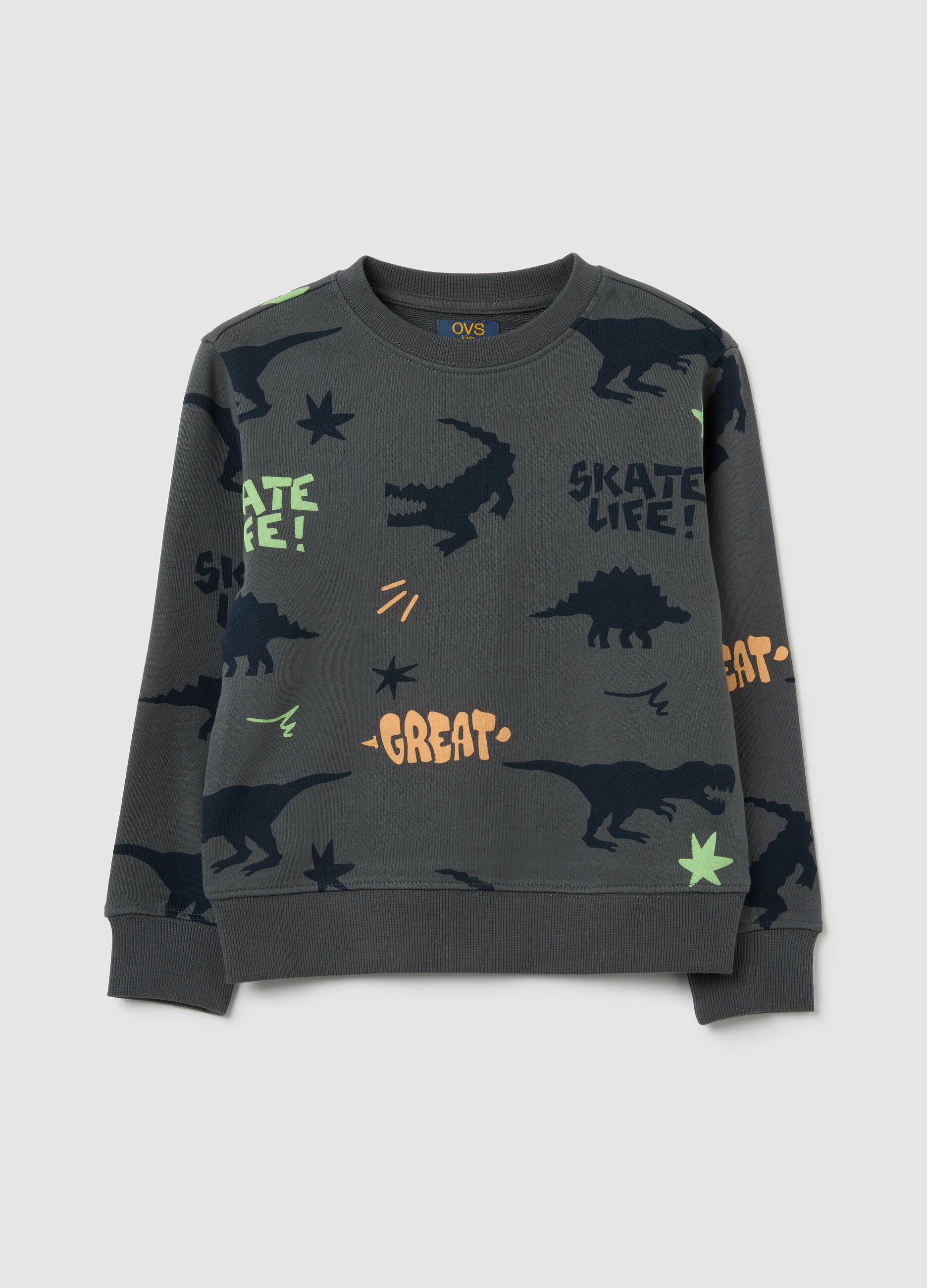 Grey regular fit children's sweatshirt in pure cotton
