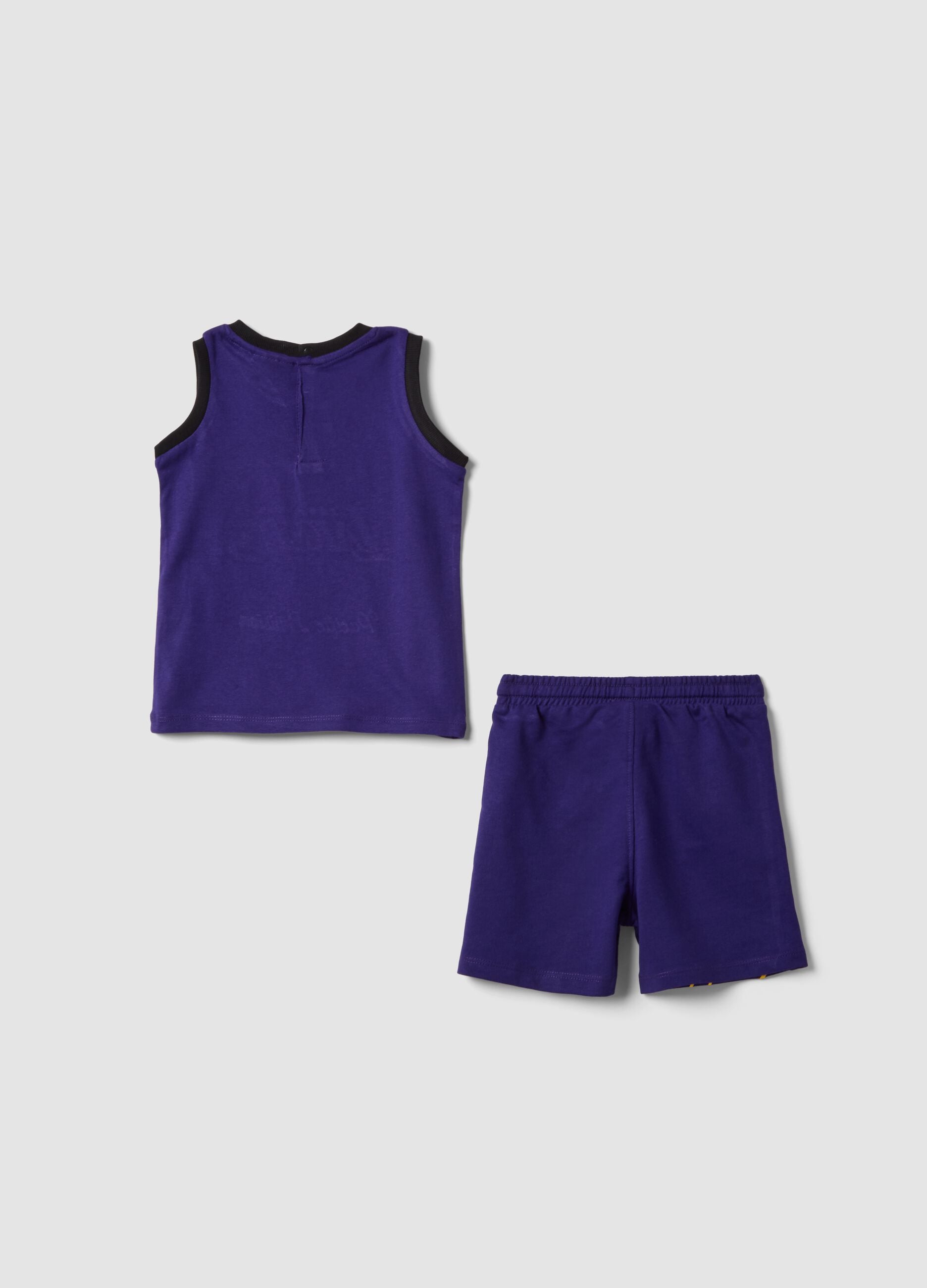 Completo viola in puro cotone con top e shorts per bimbo regular fit