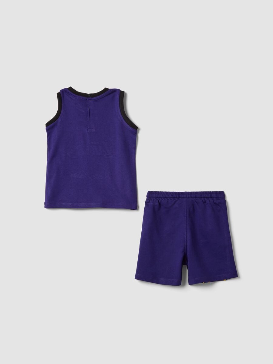 Purple pure cotton top and shorts set for boys, regular fit_1