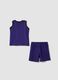 Completo viola in puro cotone con top e shorts per bimbo regular fit_1