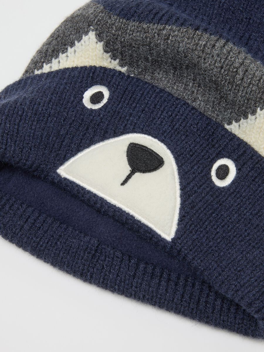Blue Hat with Pom-pom and Animal Face_2