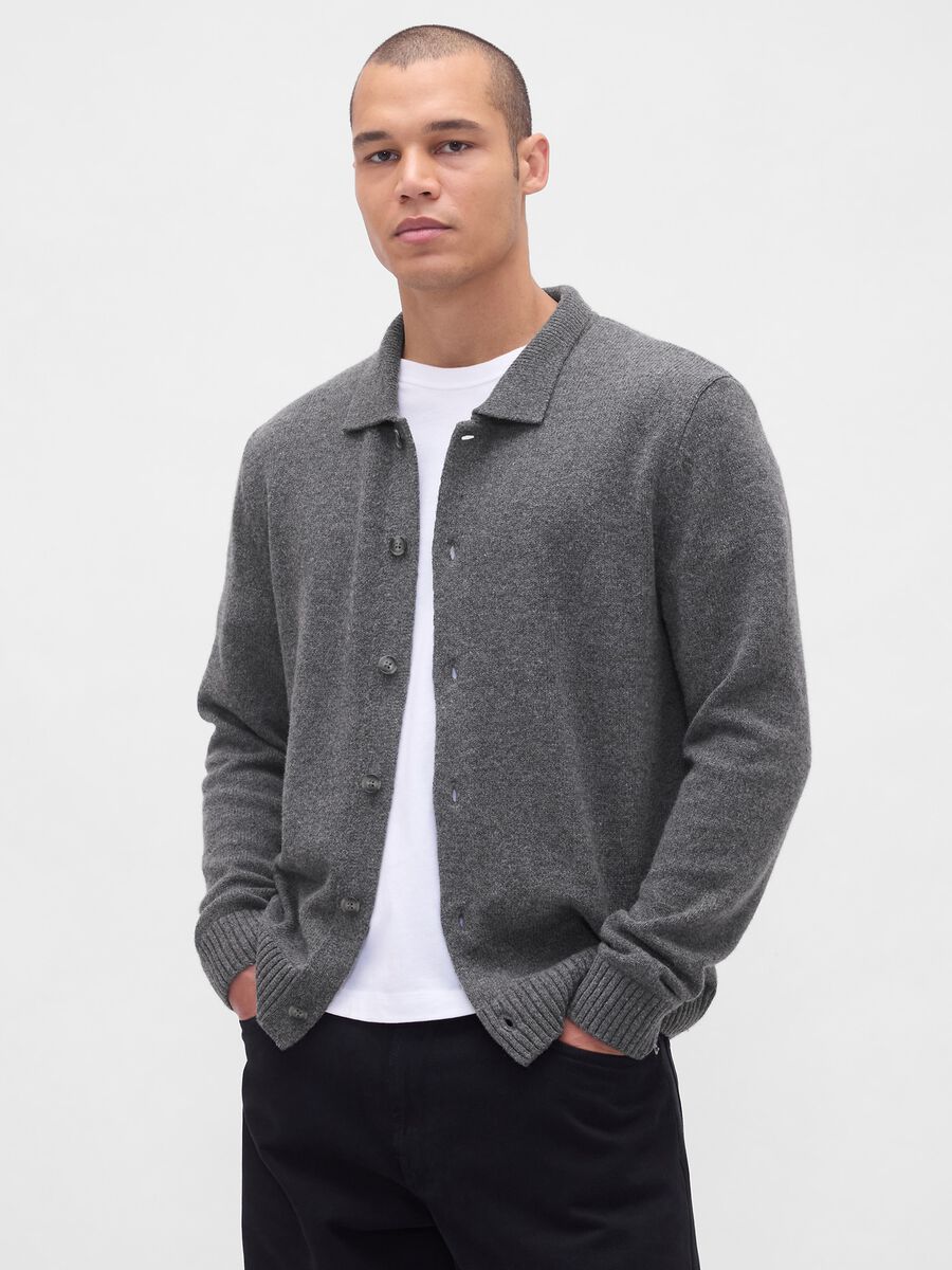 Grey cardigan in wool and polyamide_0