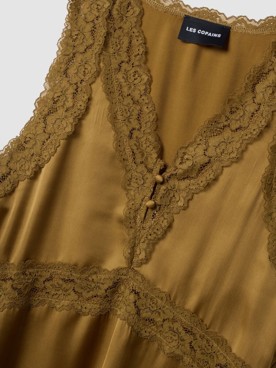 Brown viscose-blend lace top_2