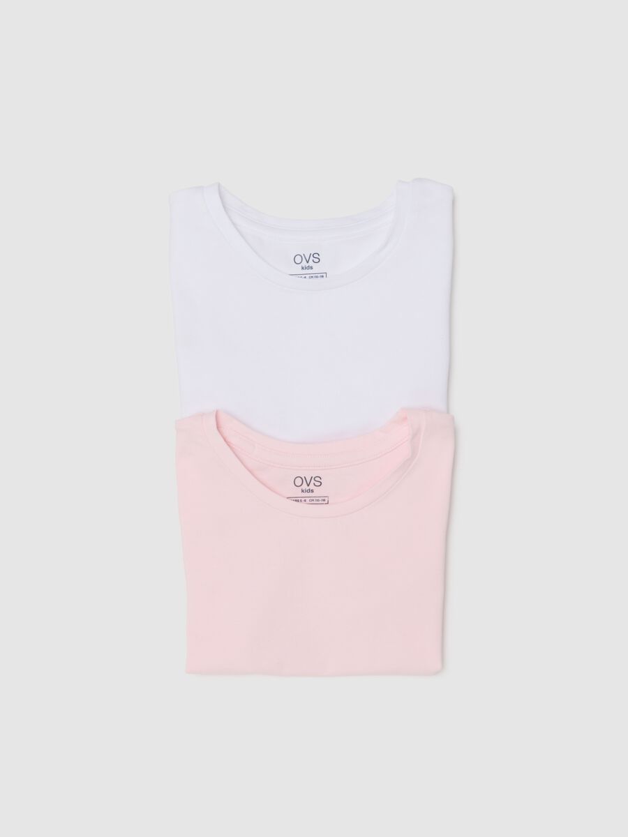 Girl's multicolour stretch cotton blend regular fit double pack t-shirt_3