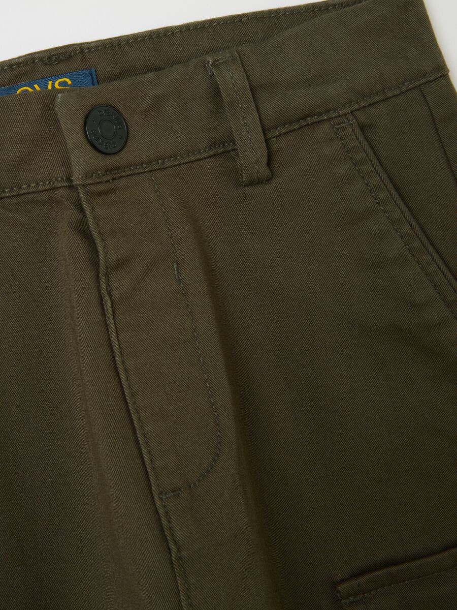 Green Stretch Cotton Blend Children's Trousers_2