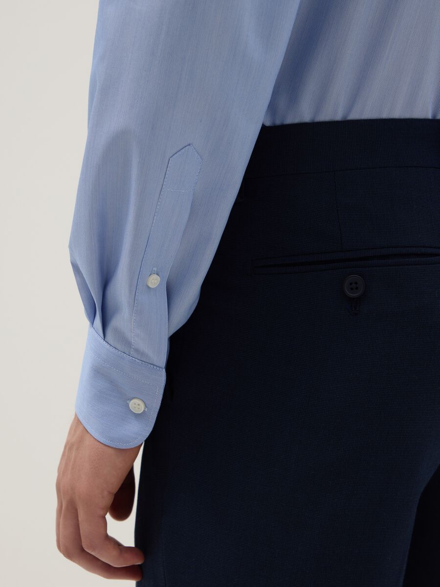 Regular fit blue shirt with French collar_3