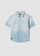 Light blue pure cotton short-sleeve shirt_0