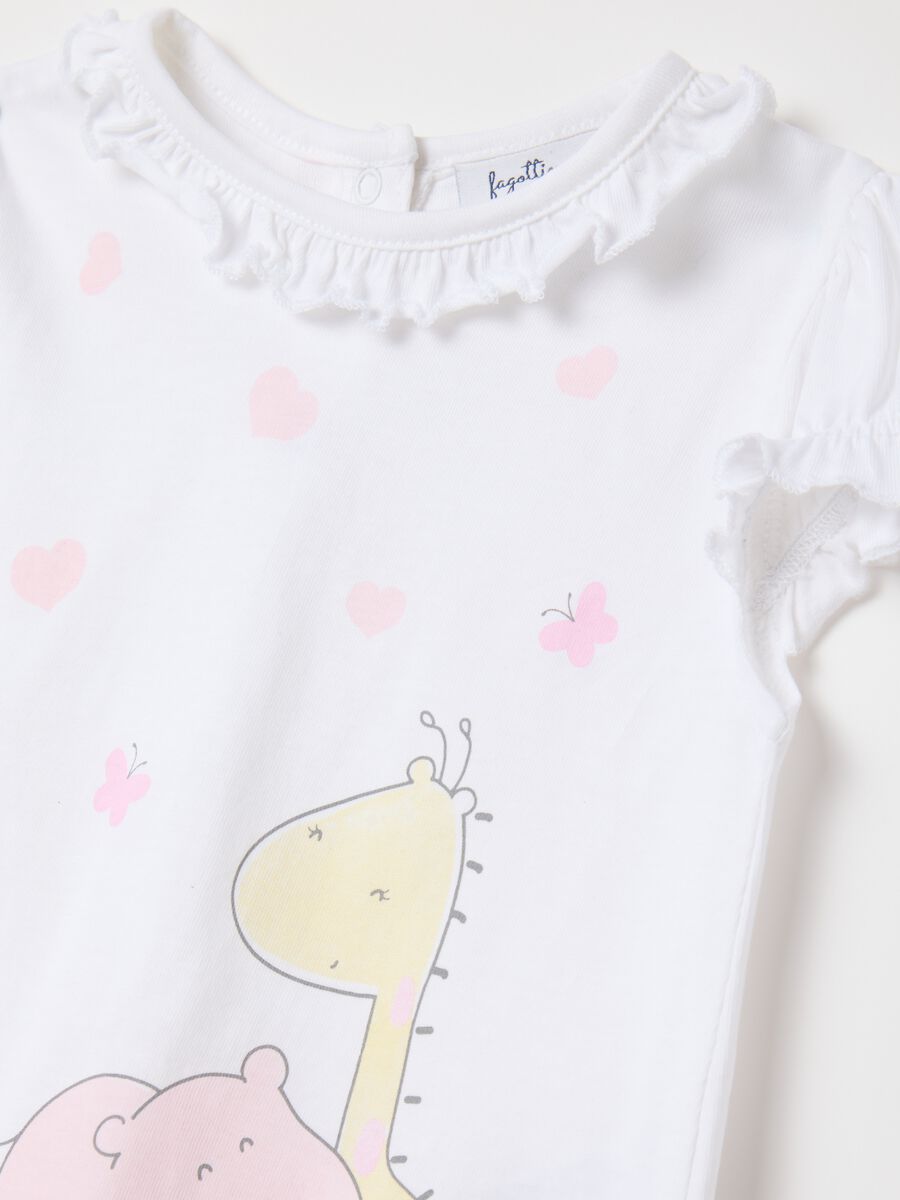 White and pink T-shirt and culottes set in cotton_3