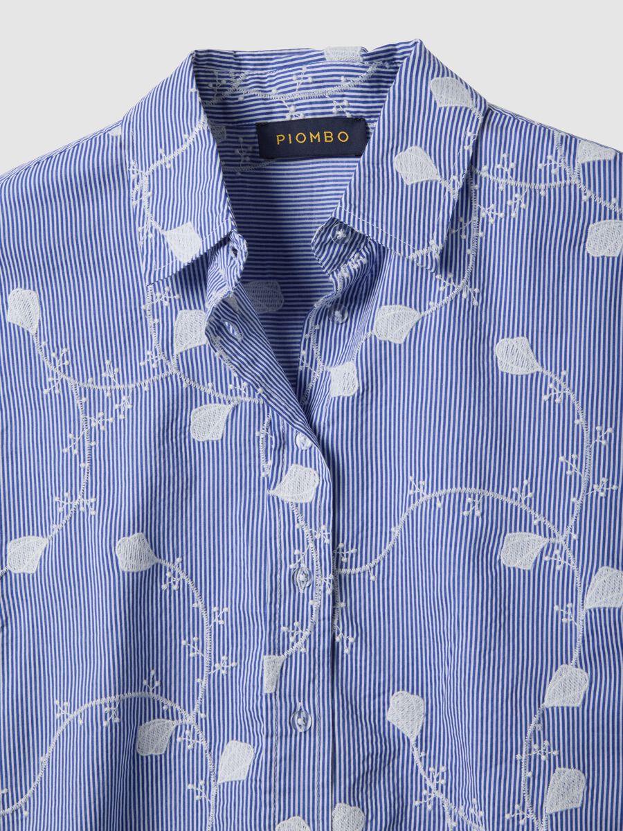 Sky blue pure cotton floral regular fit shirt_5