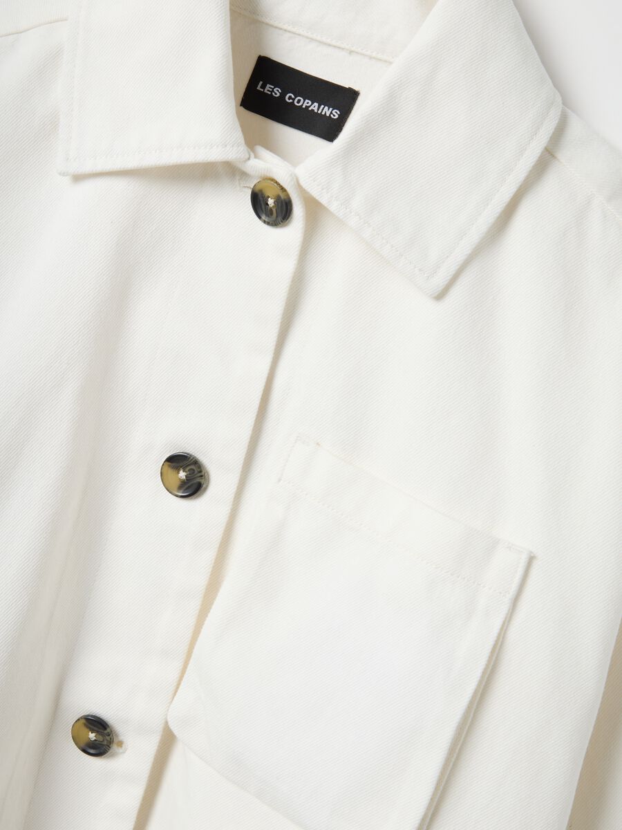 White pure cotton jacket with buttons, regular fit_5