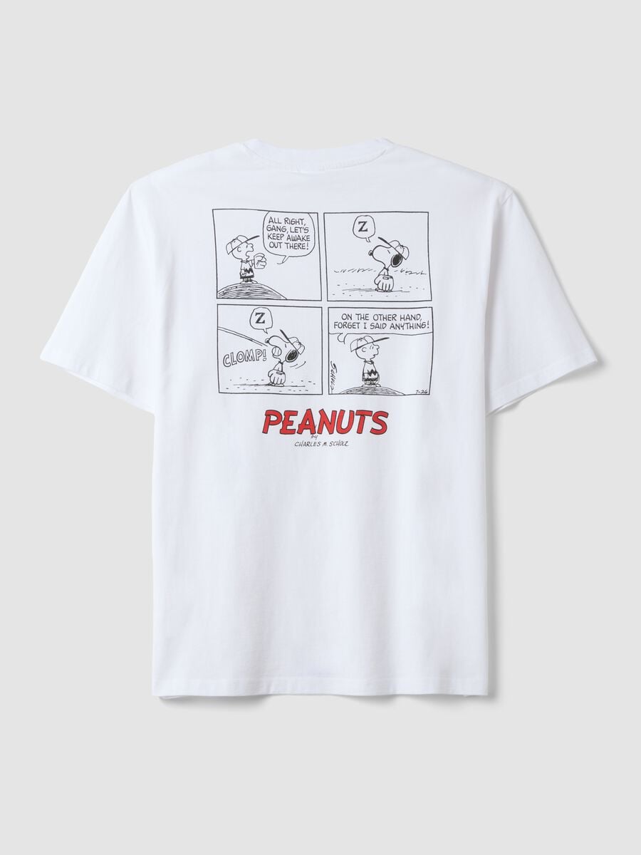 White pure cotton Peanuts print T-shirt, relaxed fit_5
