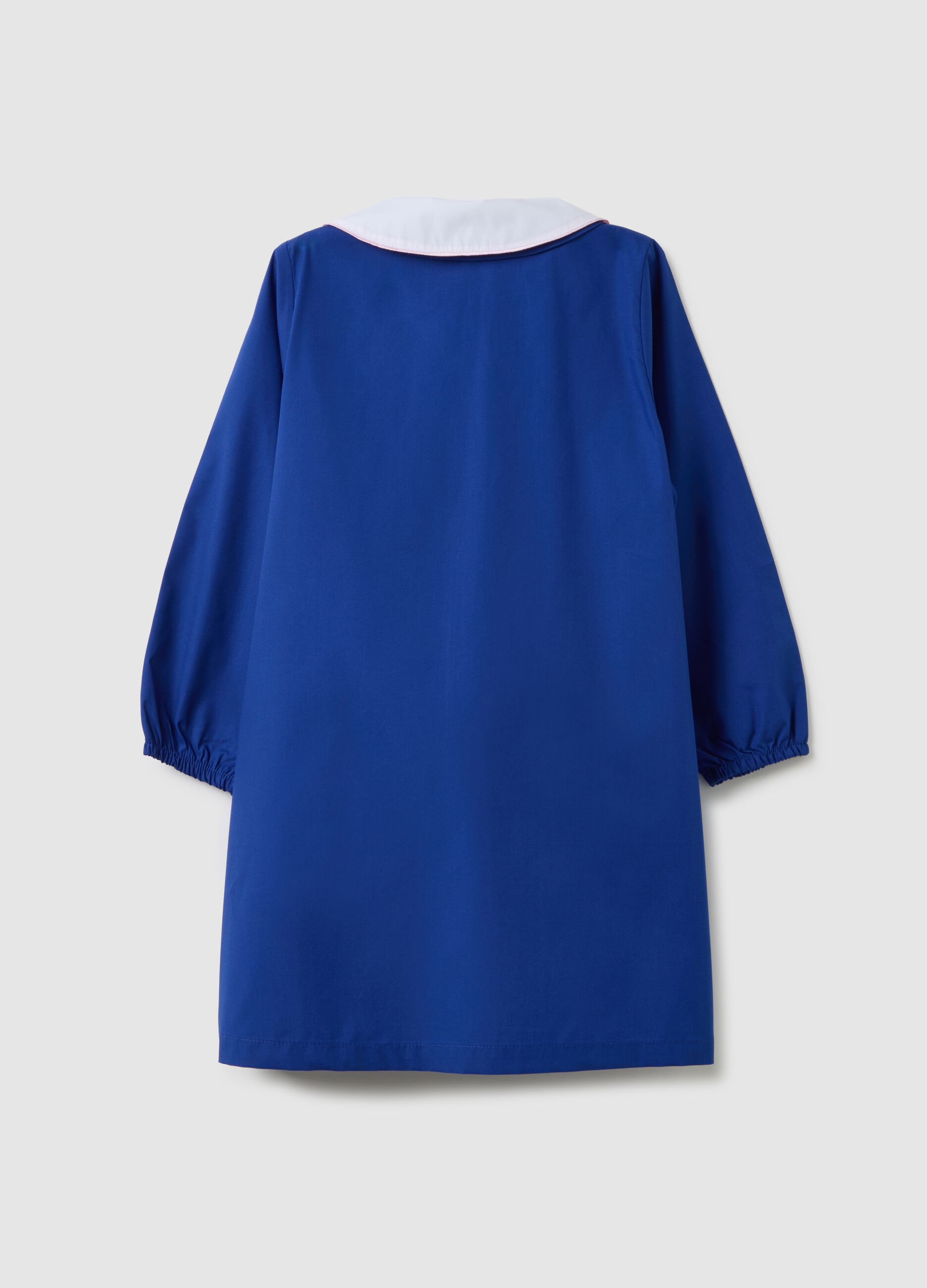 Grembiule scolastico da bambina in misto cotone blu