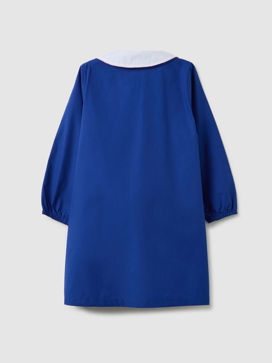 Grembiule scolastico da bambina in misto cotone blu_1