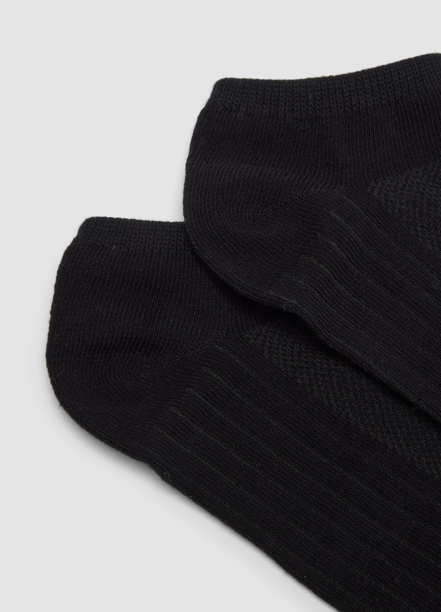3-pack black ankle sports socks in stretch organic cotton