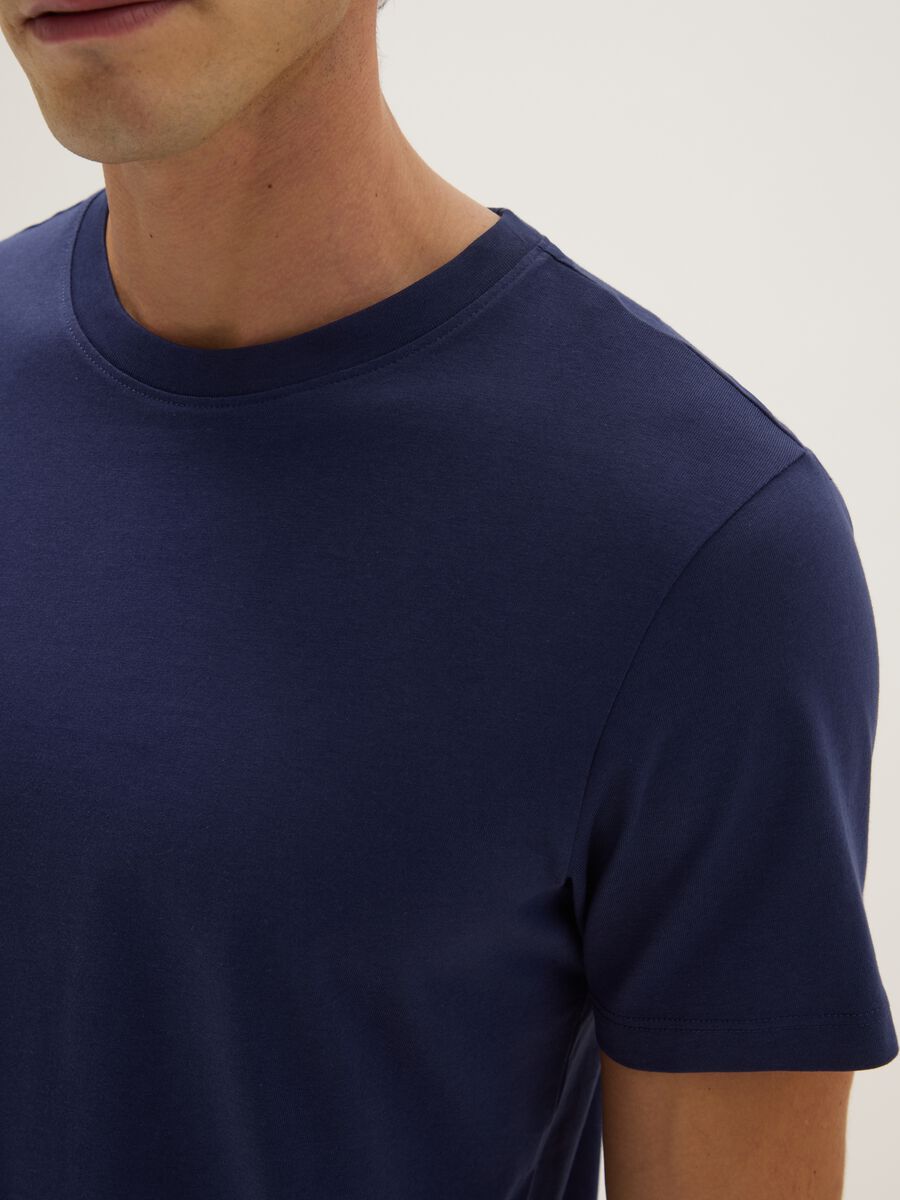 Pure cotton blue regular fit T-shirt_3