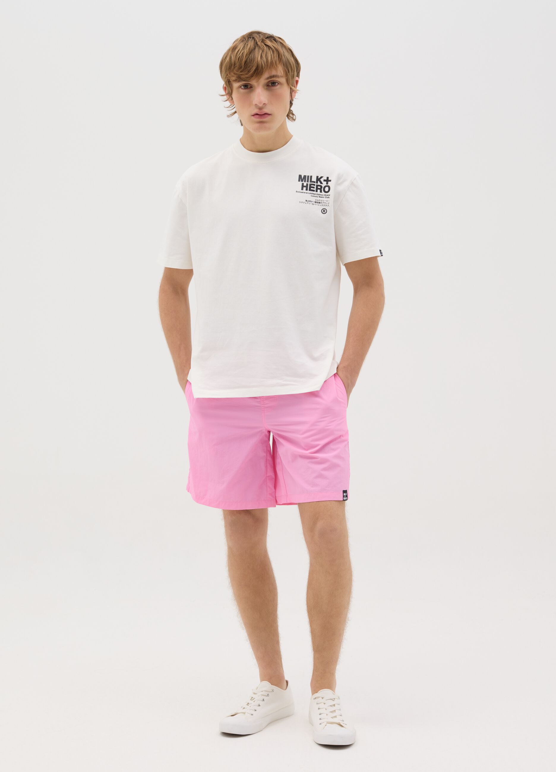 Pink Milk+Hero Fabric Blend Beach Shorts