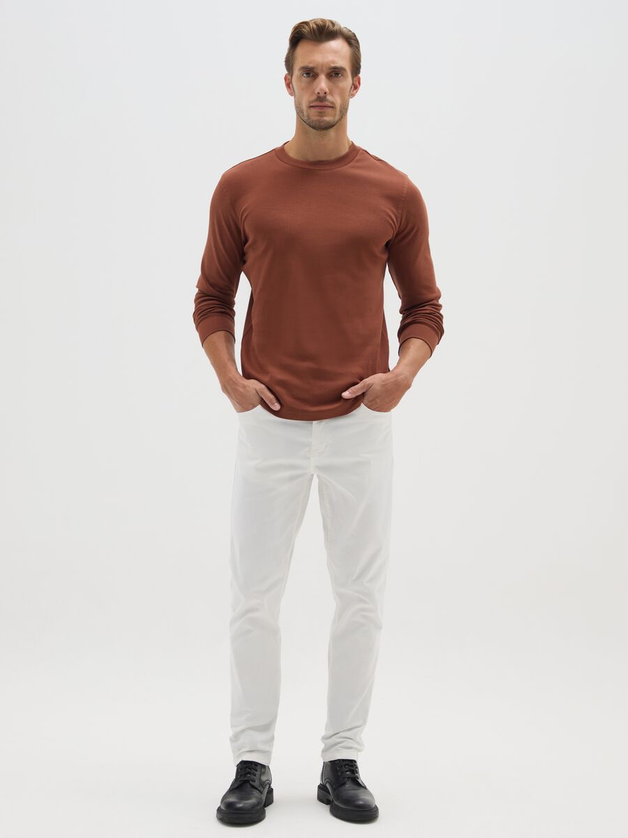 T-shirt in puro cotone marrone regular fit_1
