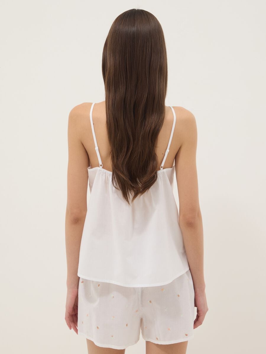 White organic cotton pyjamas with camisole top and shorts_2