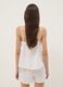 Pigiama bianco in puro cotone con top a spalline e shorts regular fit_2