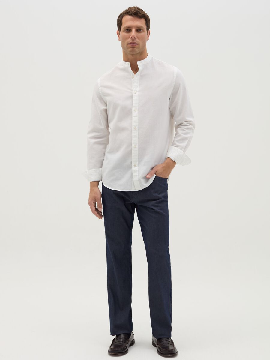 Five-pocket trousers with micro weave_0