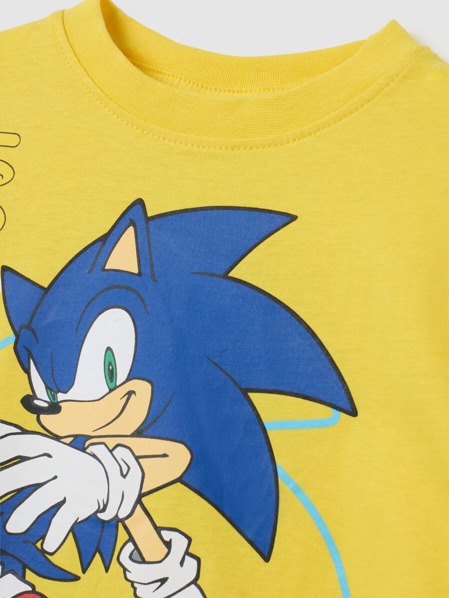 T-shirt da bambino in puro cotone gialla regular fit con stampa Sonic_2