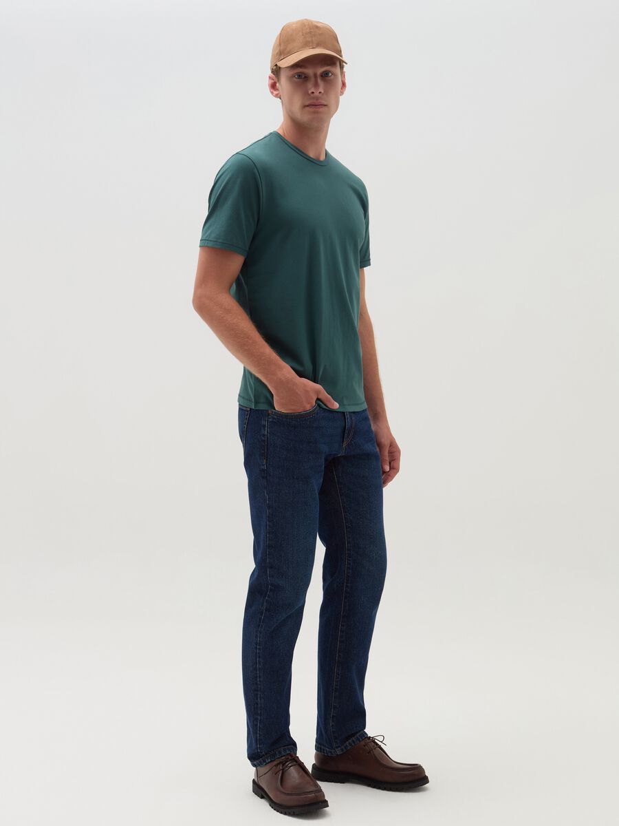 Stretch cotton T-shirt with crew-neck_1