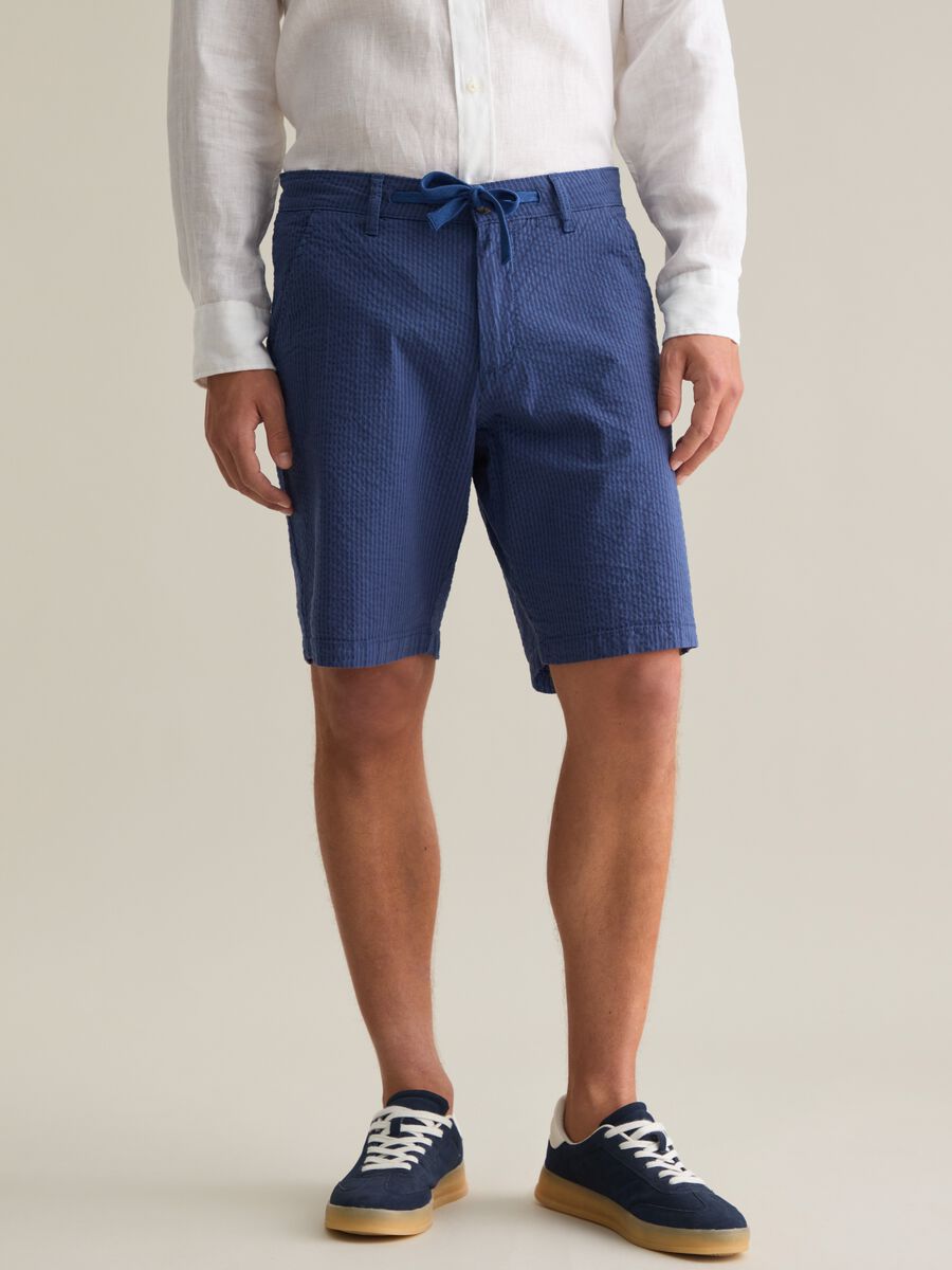 Men's Stretch Cotton Blue Regular Fit Shorts_1