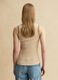 Beige regular fit stretch cotton tank top with embroidered edges_3