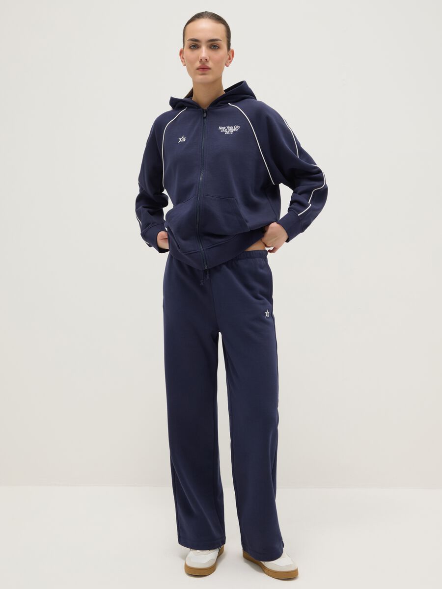 Blue hoodie with zip in cotton blend relaxed fit_2