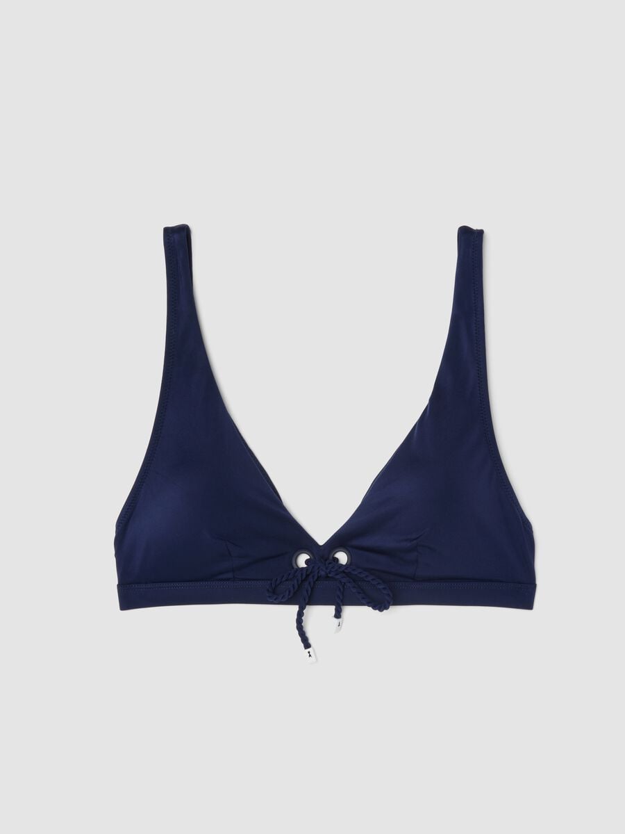 Top bikini blu a triangolo in tessuto elasticizzato imbottitura removibile_4