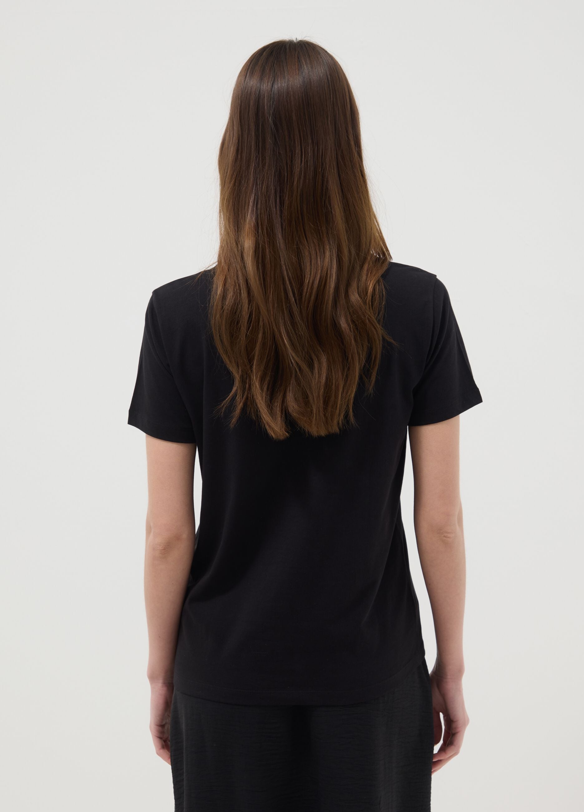 T-shirt nera in puro cotone con stampa K-Pop Demon Hunter oversize fit