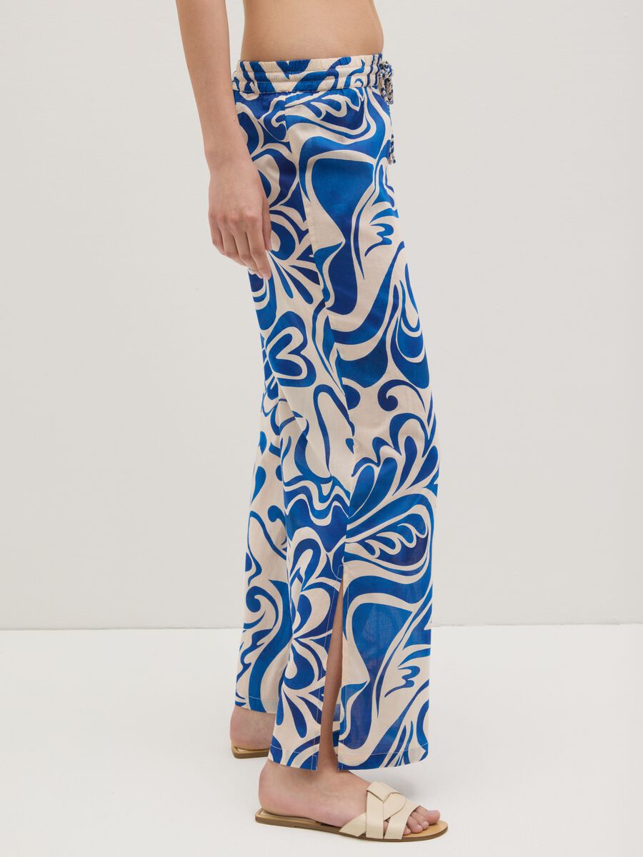 Women's Multicolour Palazzo Trousers in Pure Cotton_2