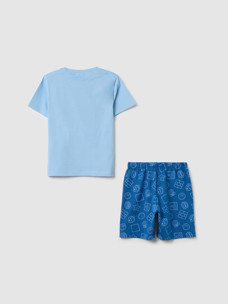 Children's multicolor cotton T-shirt and shorts set regular fit featuring Super Mario print_1