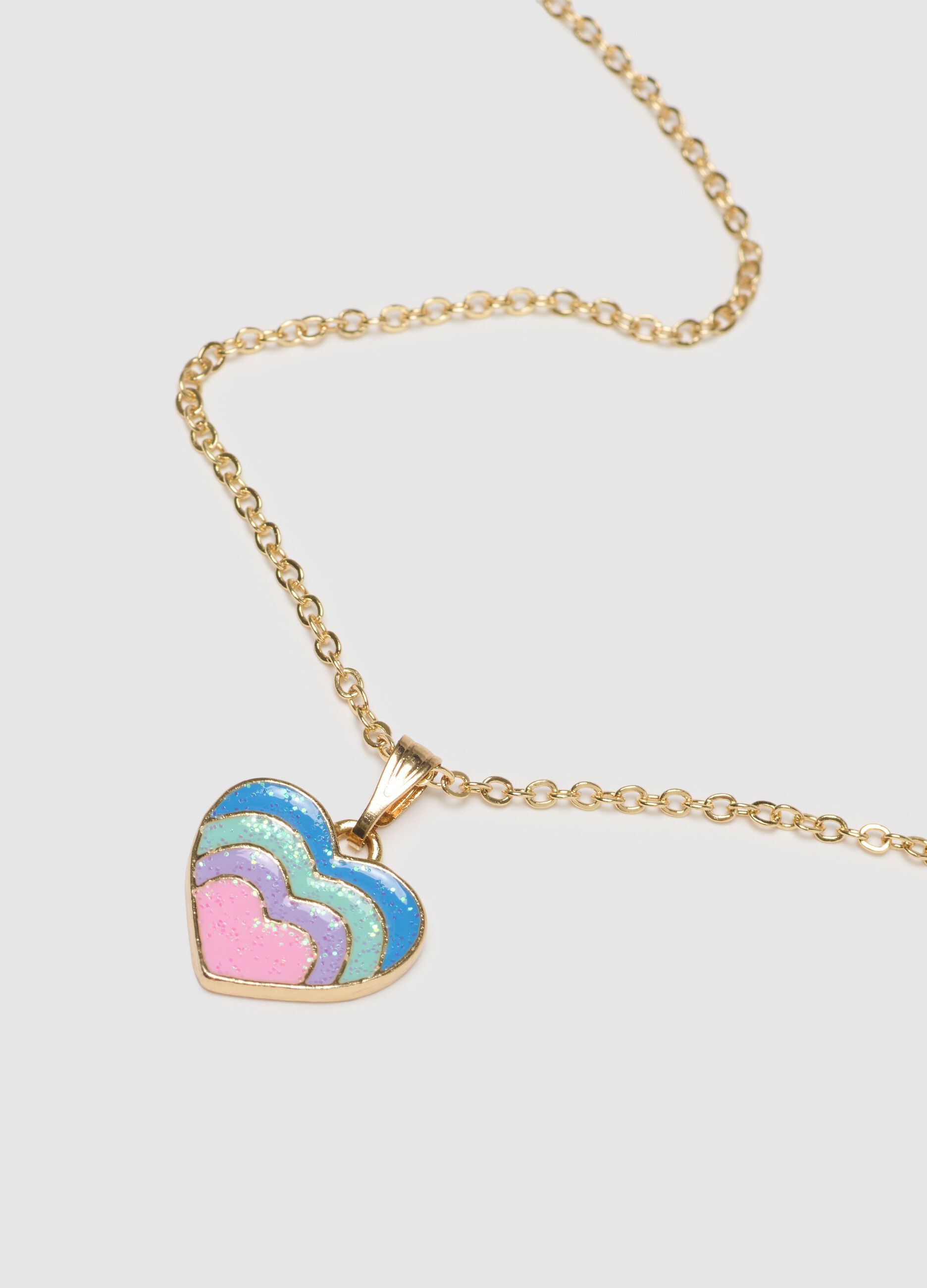 Multicolour girl's necklace and ring in steel