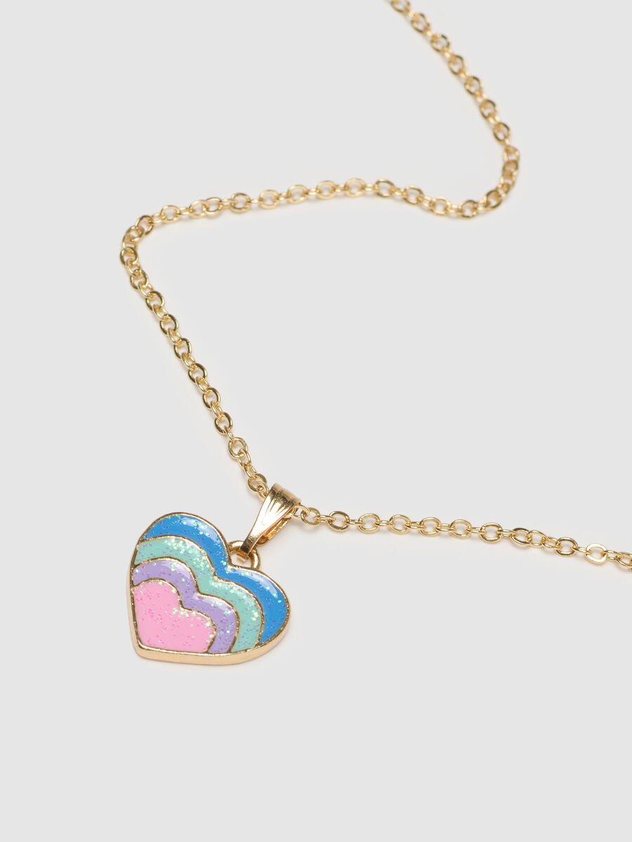 Multicolour girl's necklace and ring in steel_2
