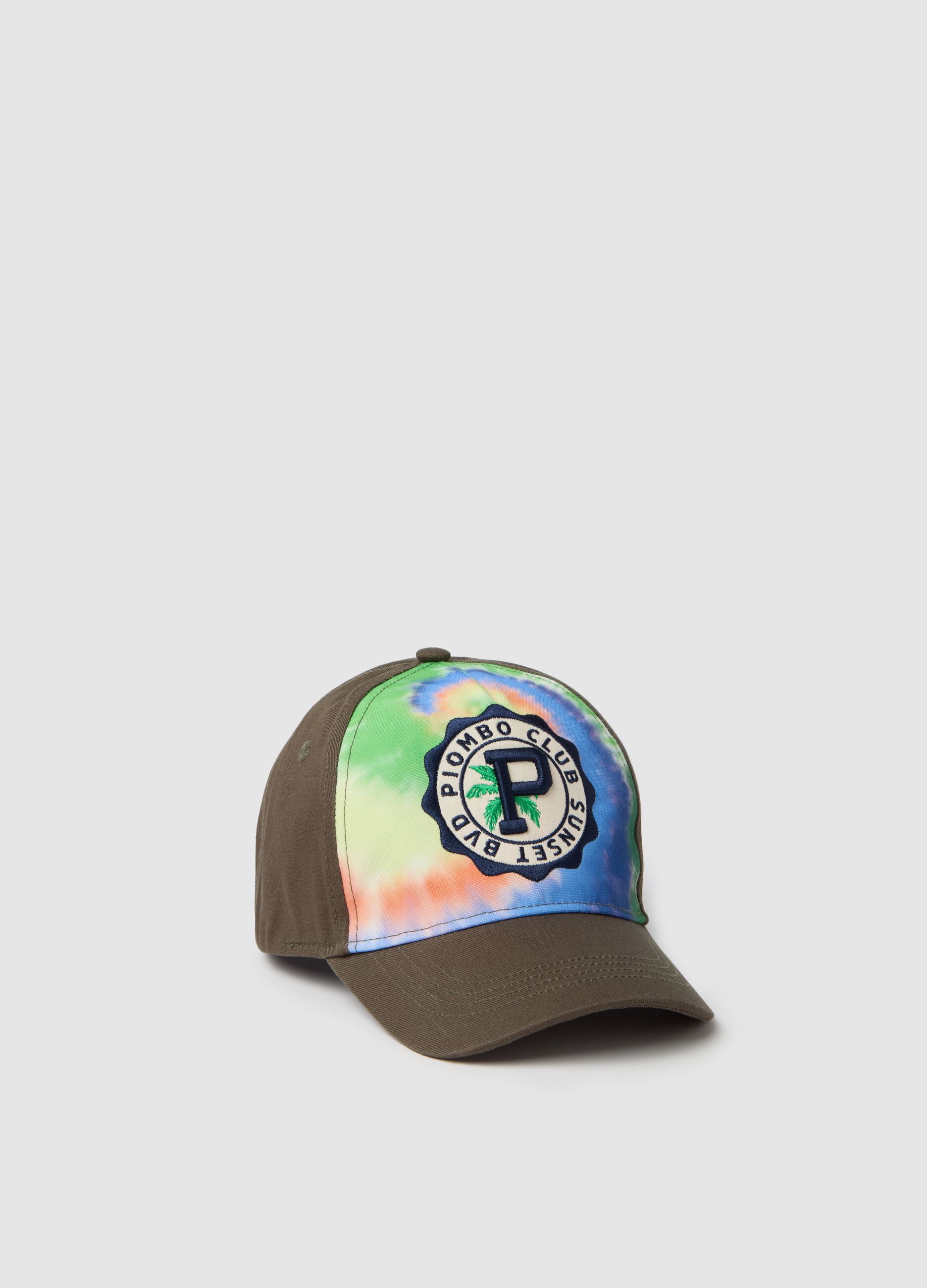 Tie-dye baseball cap with logo embroidery