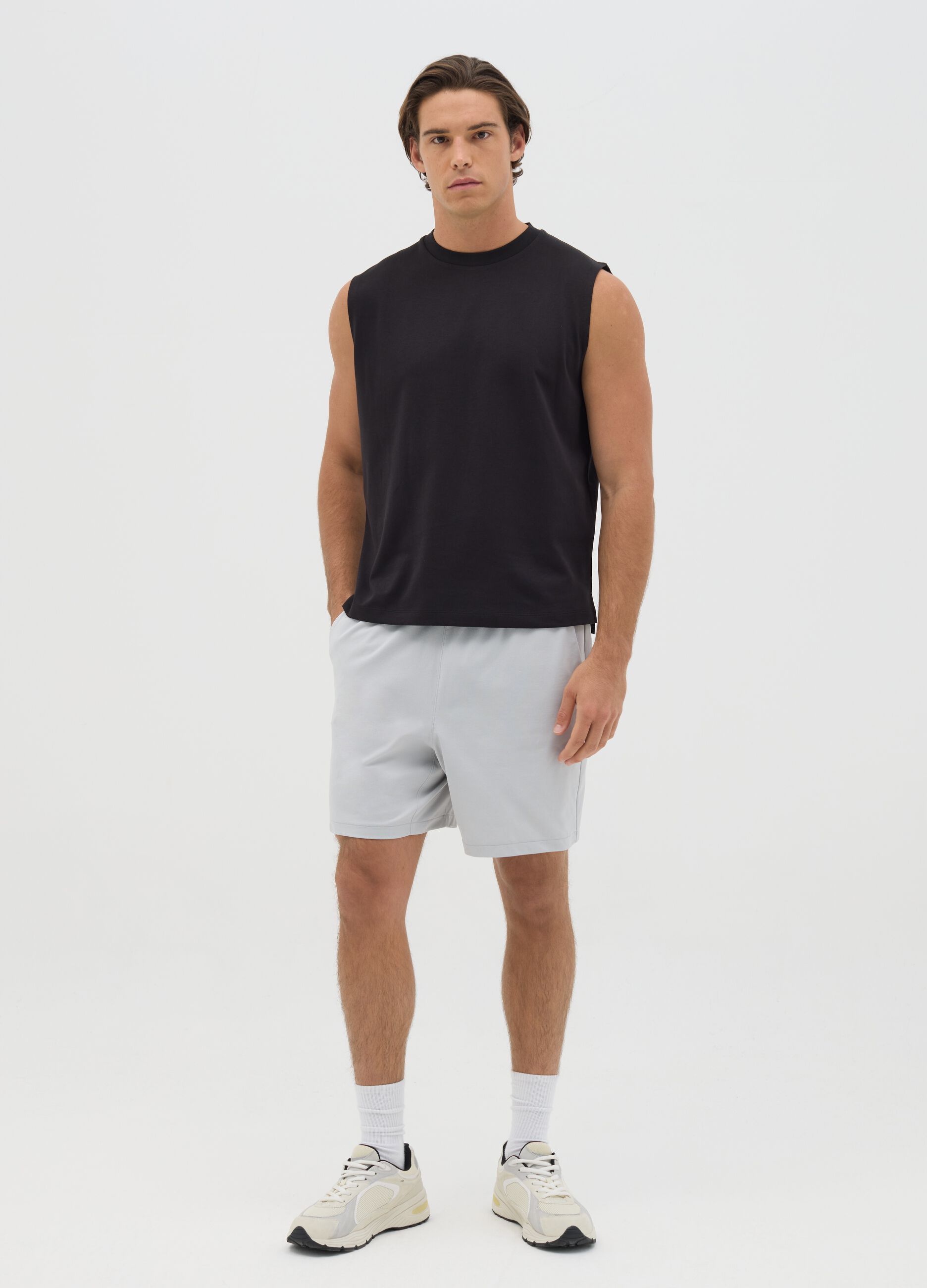 Canotta da uomo in misto nero relaxed fit