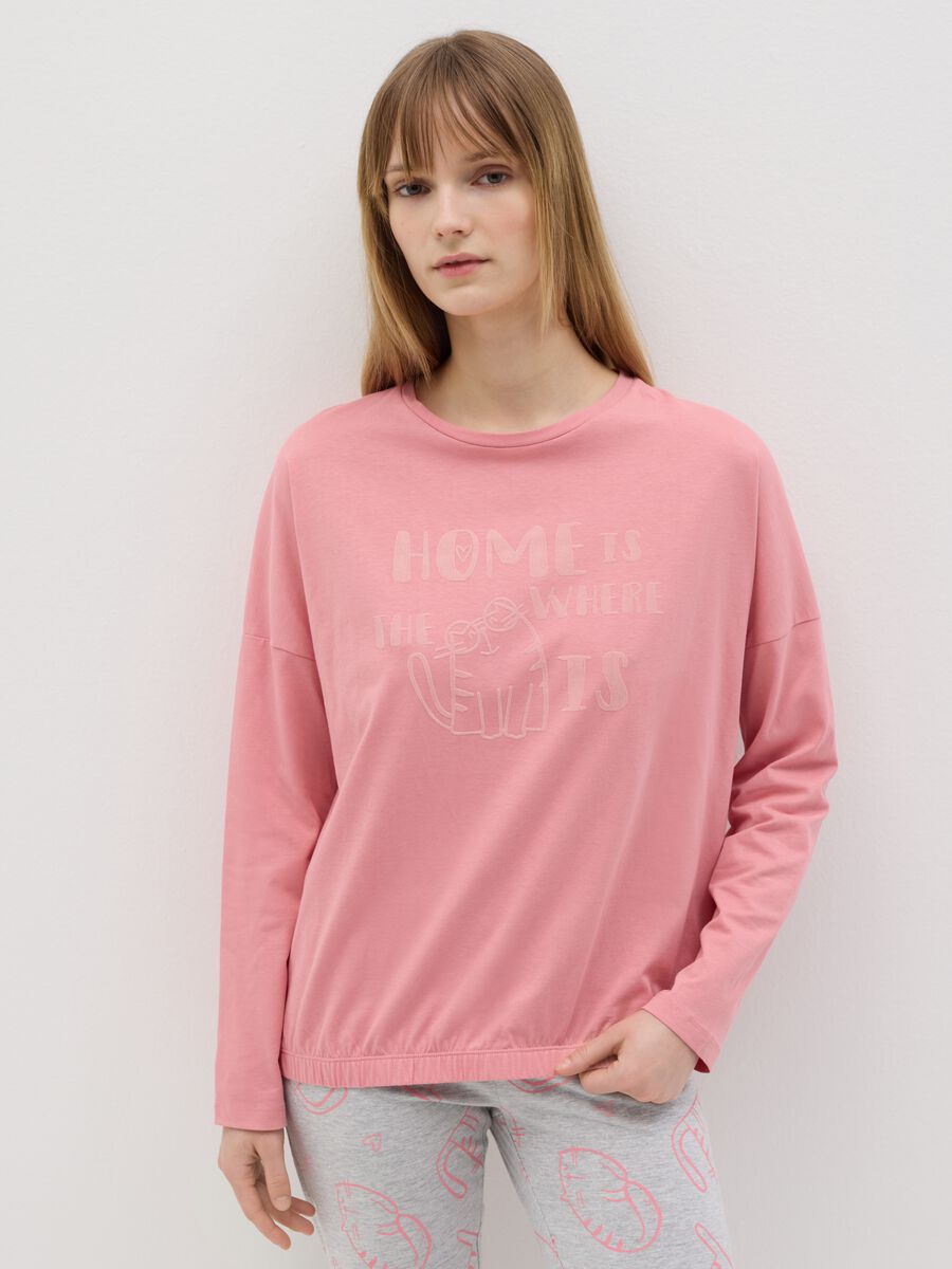 Long pyjamas in jersey with cats print_1