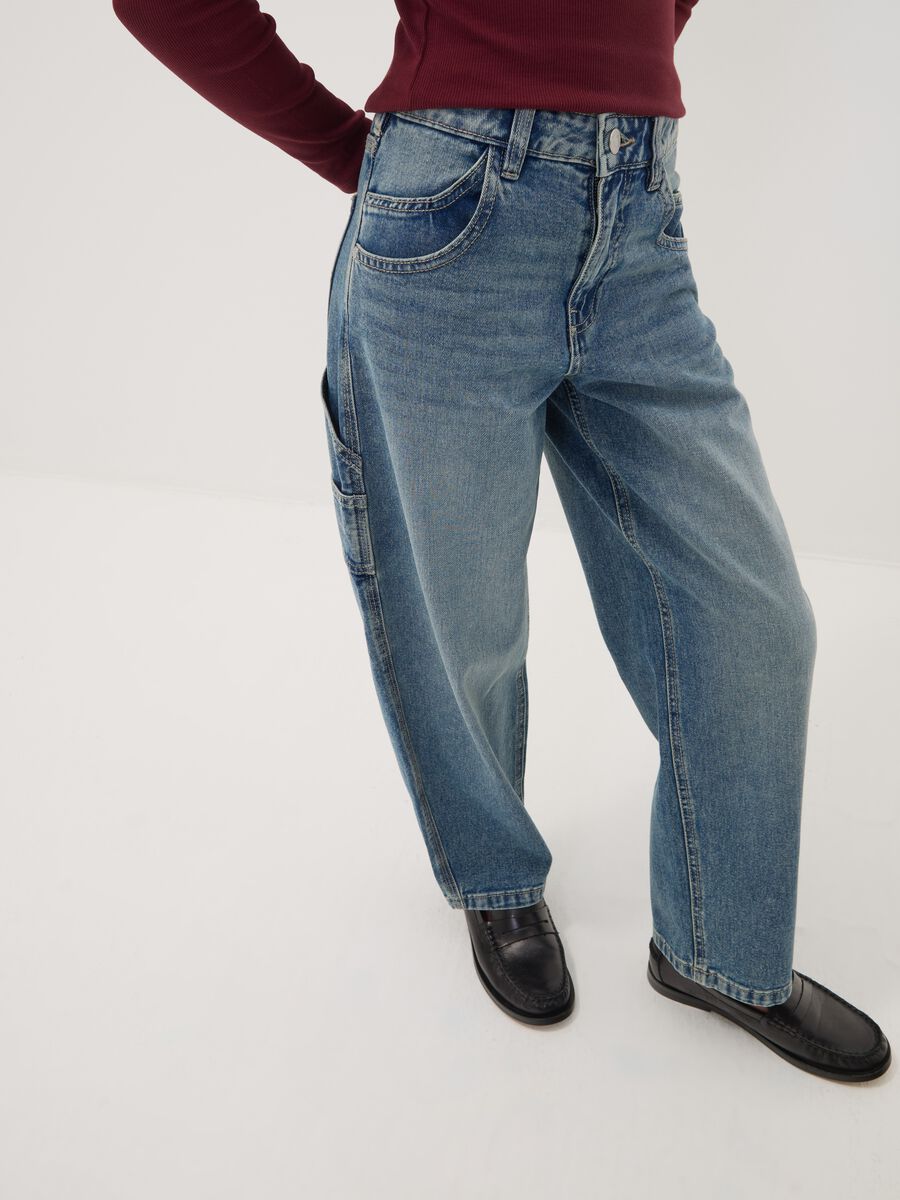 Jeans denim blu in puro cotone balloon fit_2