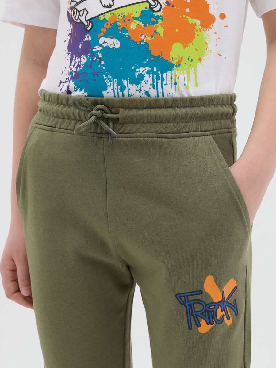 Cotton joggers with drawstring and print_2