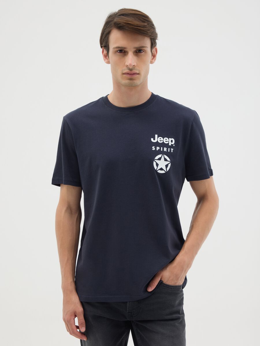 T-shirt in puro cotone blu scuro regular fit_0