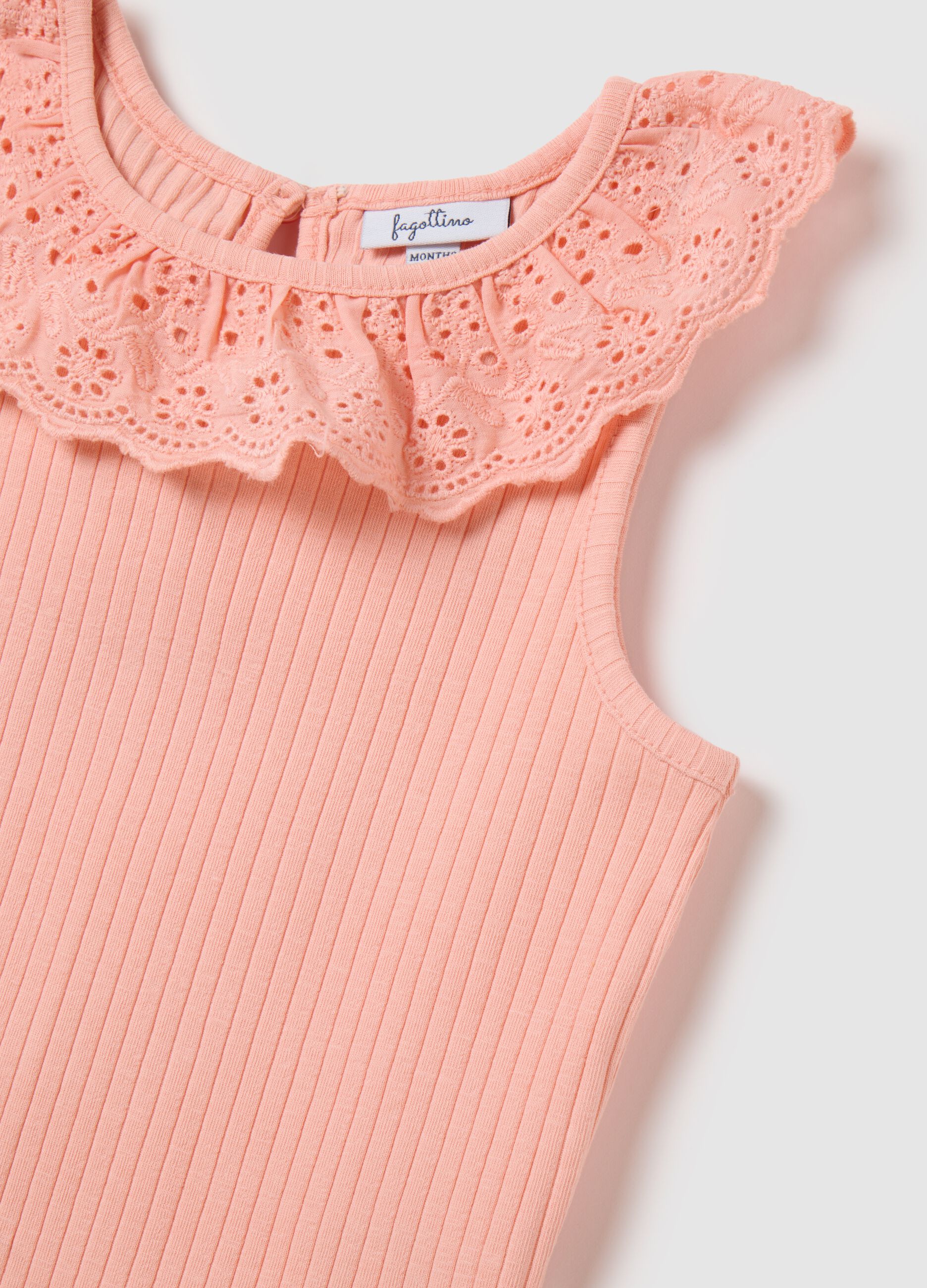 Girls' pink stretch cotton top, regular fit