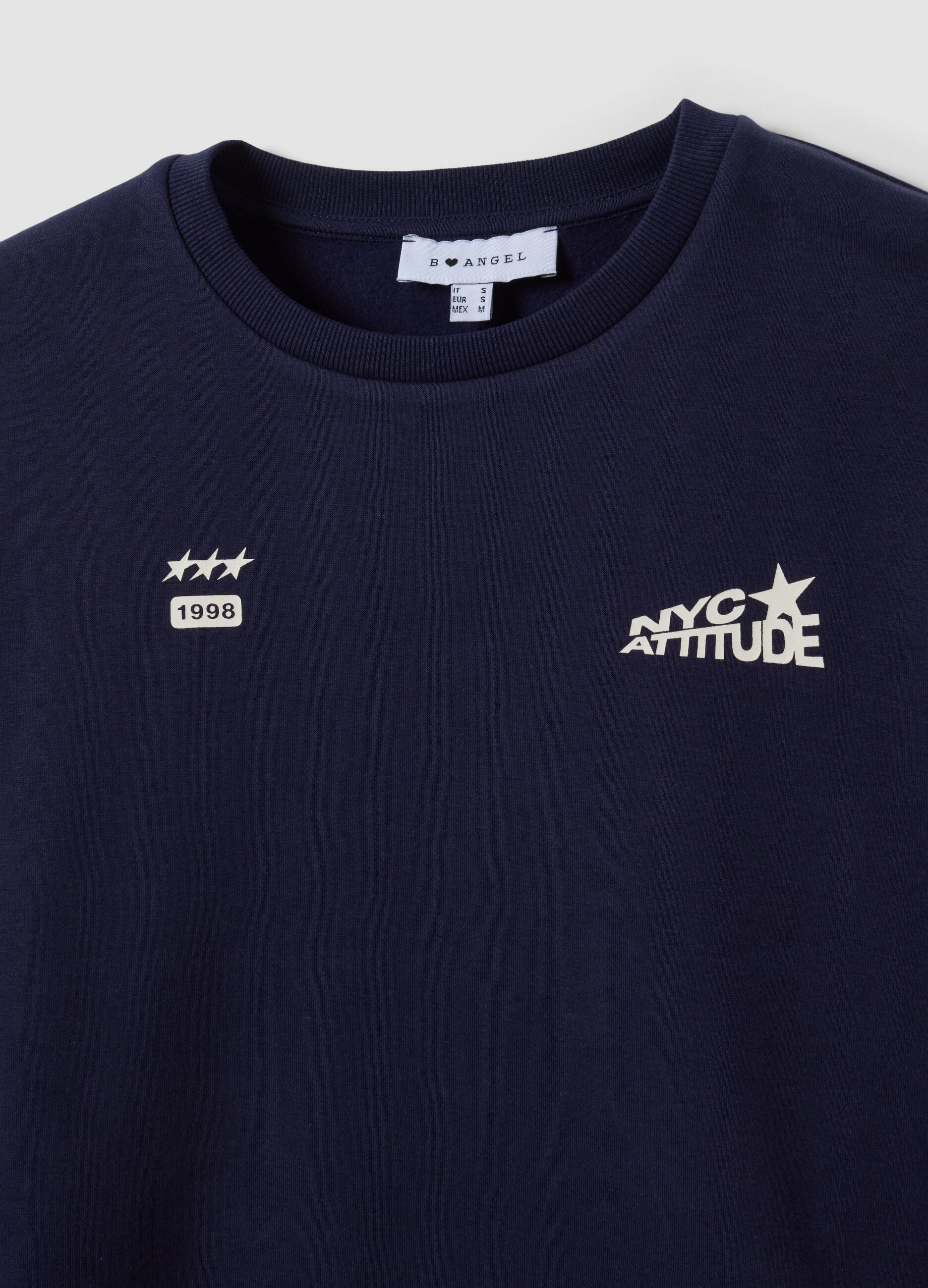 Blue cotton-blend crew-neck sweatshirt with print