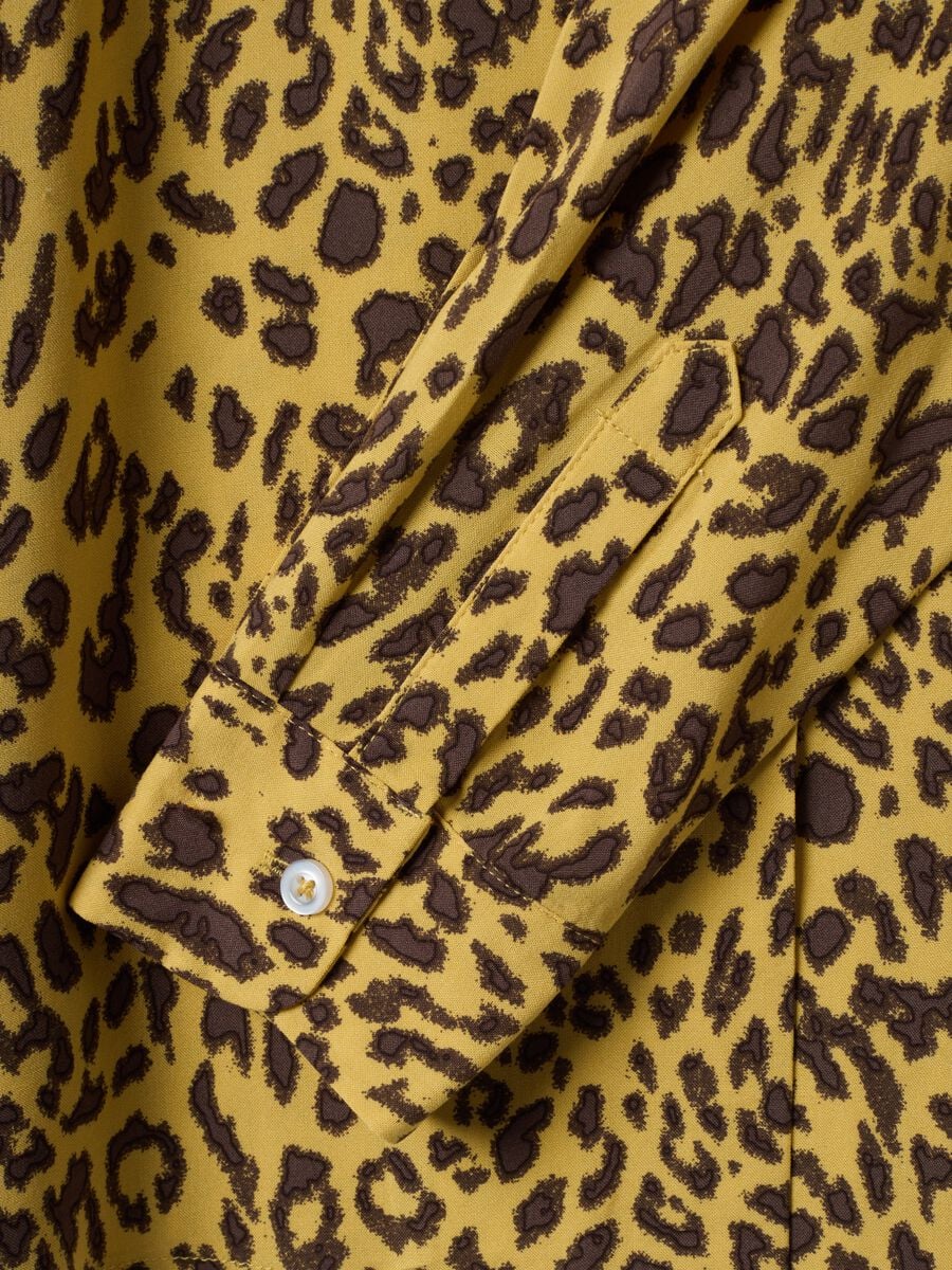 Yellow pure viscose animal-print shirt, regular fit_5