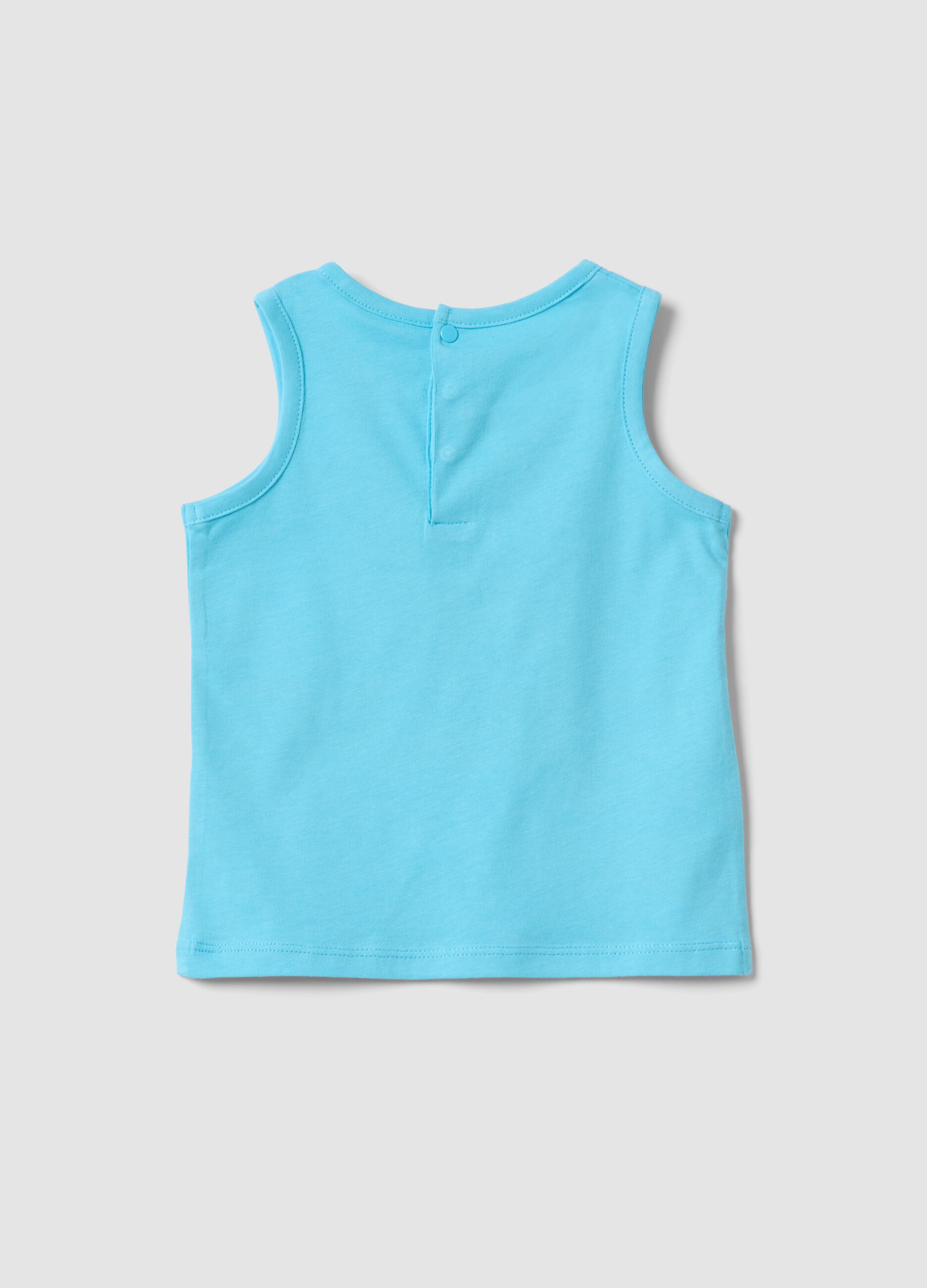 Blue pure cotton boys&rsquo; vest, regular fit, with sailboat print