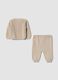 Completo beige in puro cotone organico a maglia_1