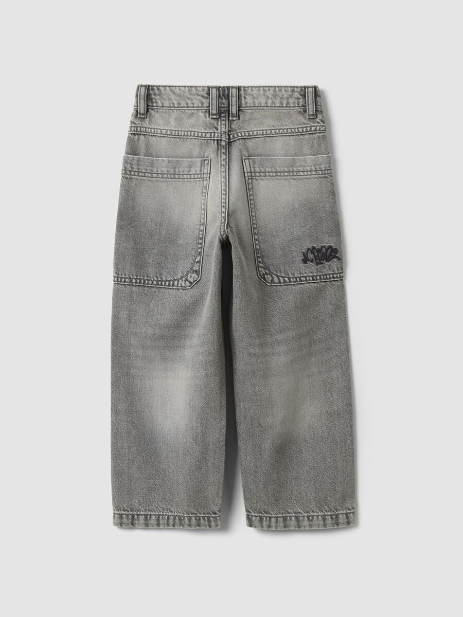 Jeans denim grigi skater in misto cotone e lyocell per bambino_1